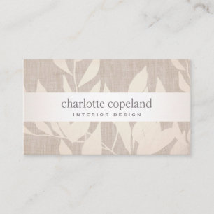 Elegant Leaves Chic Interior Design Beige Nature Business Card