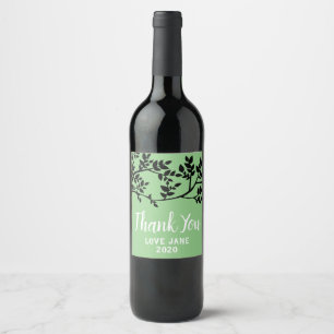 Elegant leaves eco modern thank you gift wine label