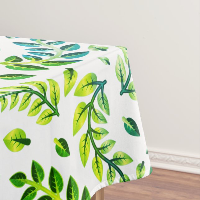 Elegant Leaves Green Lemon Turquoise Tablecloth (In Situ)
