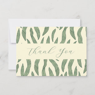 Elegant Leaves Pattern Flat Thank You Card