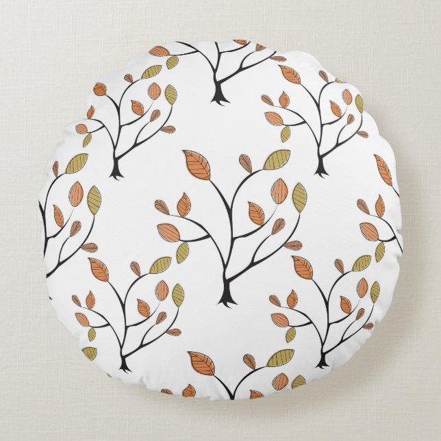 Elegant Leaves Round Cushion (Front)
