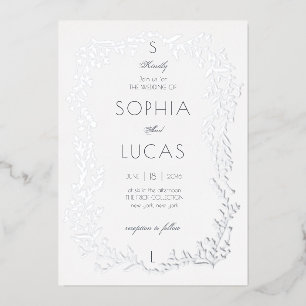 Elegant Leaves Wedding Foil Invitation