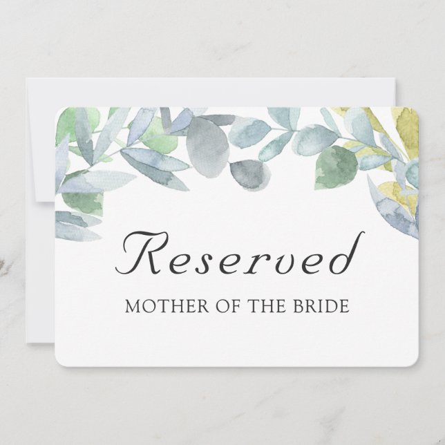 Elegant leaves. Wedding Reserved Table Place Card (Front)