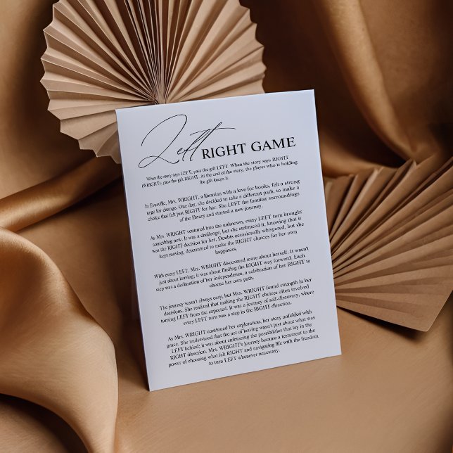 Elegant Left Right Bridal Shower Game Card (Creator Uploaded)