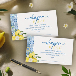 Elegant Lemon Baby Shower Diaper Raffle Enclosure Card