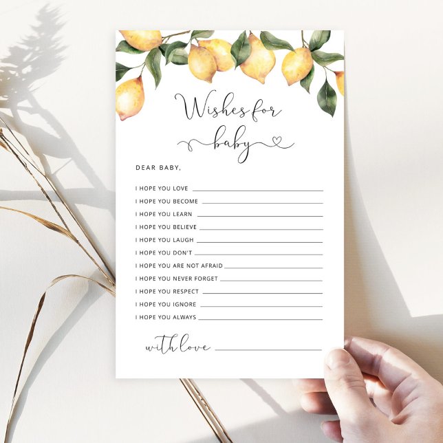 Elegant lemon baby shower wishes for baby card (Creator Uploaded)