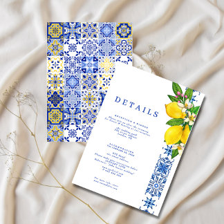 Elegant Lemon & Blue Mediterranean Enclosure Card