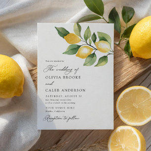 Elegant Lemon Botanical Mediterranean Wedding Invitation