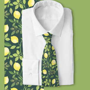 Elegant Lemon Botanical Pattern Fashion  Tie