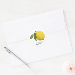 Elegant Lemon Botanical Wedding Classic Round Sticker