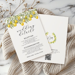 Elegant Lemon Botanical Wedding Details Cards