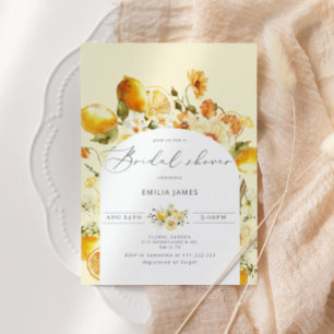 Elegant lemon bridal shower invitation