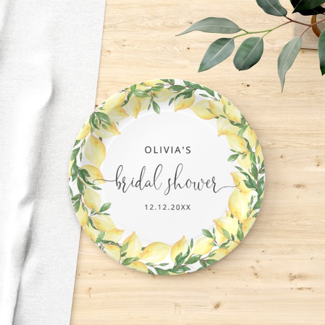 Elegant Lemon Bridal Shower Paper Paper Plate (Creator Uploaded)