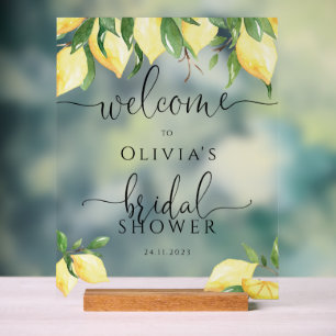 Elegant Lemon Bridal Shower Welcome Acrylic Sign