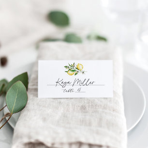 Elegant Lemon Floral Place Card