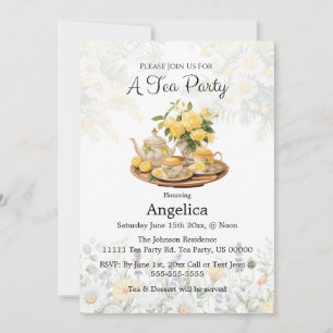 Elegant Lemon Floral Tea Party/ Customise Party Invitation