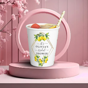 Elegant Lemon Gold Geometric Bridal Shower Paper C Paper Cups