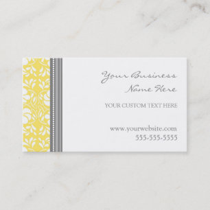 Elegant Lemon Grey Damask Business Cards