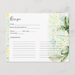 Elegant Lemon Grove Bridal Shower Recipe Card