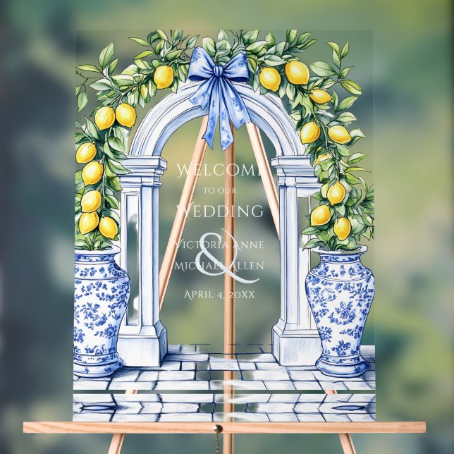 Elegant Lemon Grove Personalised Welcome Wedding Acrylic Sign (Neutral)