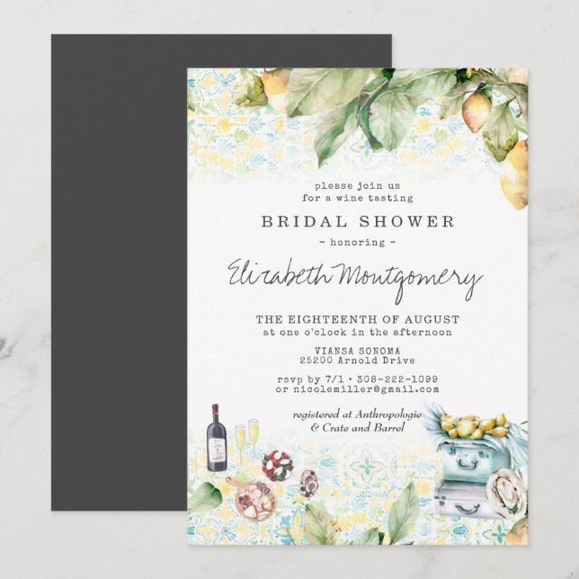 Elegant Lemon Grove Picnic Bridal Shower Invitation (Front/Back)