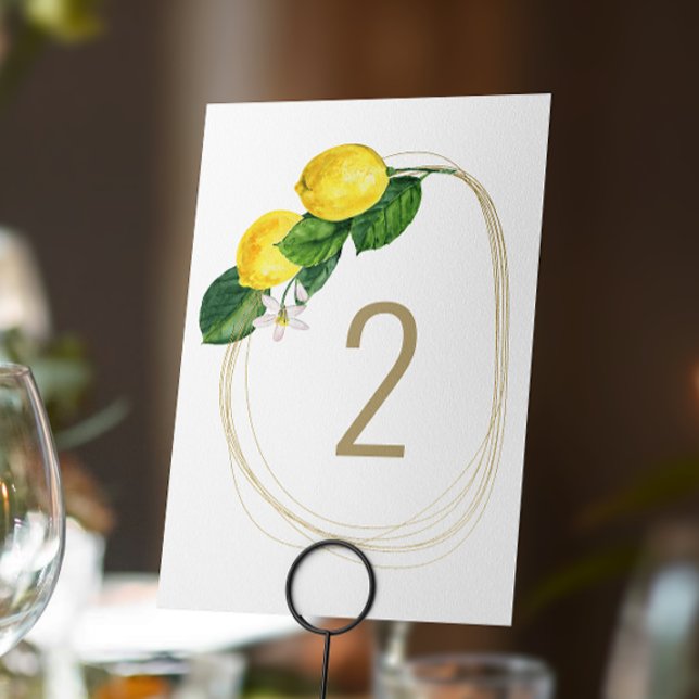 Elegant Lemon Grove Wedding | Citrus Botanical Table Number (Creator Uploaded)