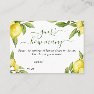 Elegant Lemon Guess How Many Game Card