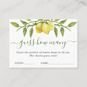 Elegant Lemon Guess How Many Game Card