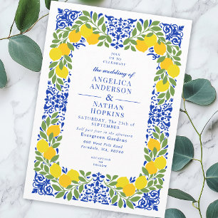 Elegant Lemon Italy Greece Mediterranean Wedding Invitation