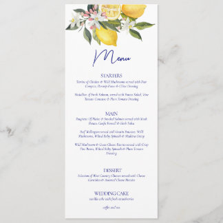 Elegant Lemon Mediterranean Wedding  Menu