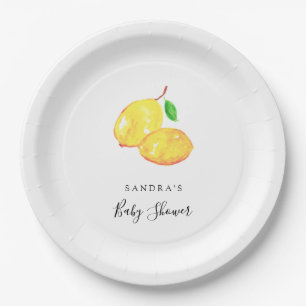 Elegant Lemon Theme Baby Shower Minimal Modern Paper Plate