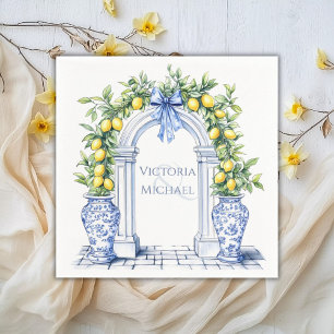 Elegant Lemon Topiary Arch Wedding Napkin
