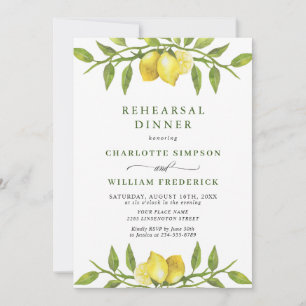 Elegant Lemon Watercolor Greenery REHEARSAL DINNER Invitation