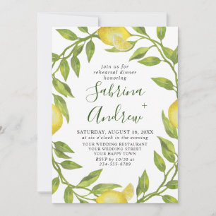 Elegant Lemon Watercolor Greenery REHEARSAL DINNER Invitation