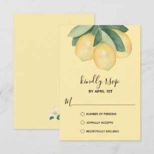 Elegant Lemon Watercolor RSVP Card