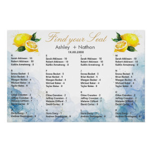 Elegant Lemon Yellow & Blue Watercolor Wedding Poster
