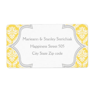Elegant lemon yellow, grey damask wedding
