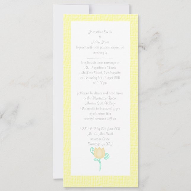 ELEGANT LEMON YELLOW TULIP WEDDING INVITATION (Front)