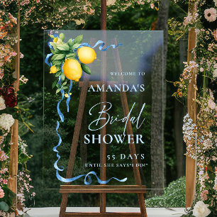 Elegant Lemons Blossom WELCOME Bridal Shower Acrylic Sign