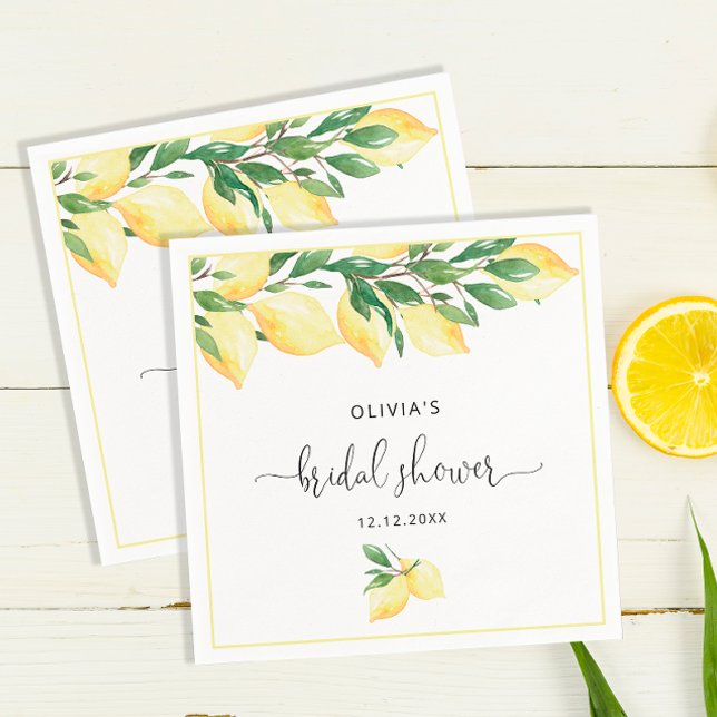 Elegant Lemons Greenery Bridal Shower Napkins (Creator Uploaded)