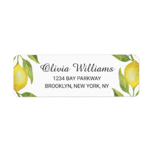 Elegant Lemons Greenery  Watercolor Return Address Label
