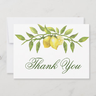 Elegant Lemons Greenery Watercolor Thank You Card