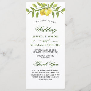 Elegant Lemons Greenery Wedding Ceremony Program