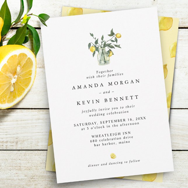 Elegant Lemons In Jar Wedding Invitation (Creator Uploaded)