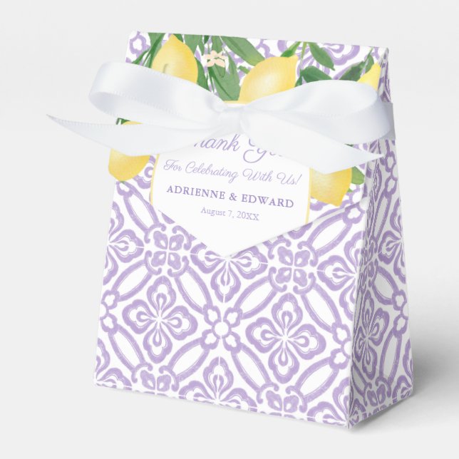 Elegant Lemons Lavender Citrus Baby Shower Favour Box (Front Side)