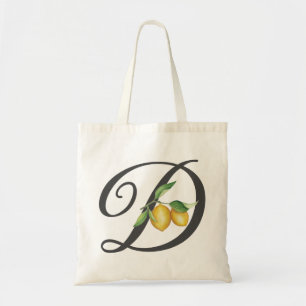 Elegant Lemons Set Monogram Initial Tote Bag