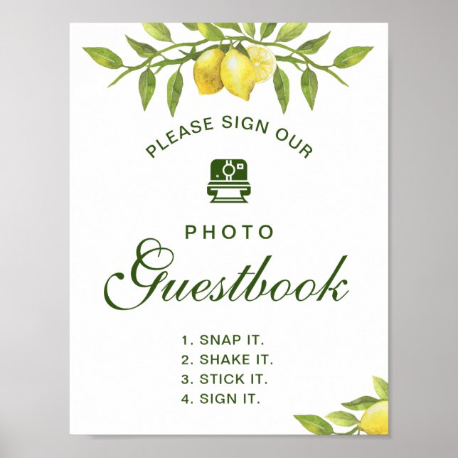 Elegant Lemons  Sign Our PHOTO Guestbook Poster (Front)