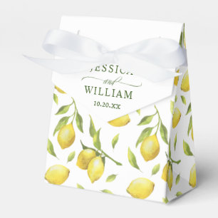 Elegant Lemons Watercolor Greenery Wedding Favour Box