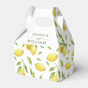 Elegant Lemons Watercolor Greenery Wedding Favour Box
