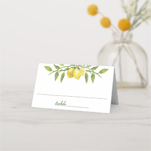 Elegant Lemons Watercolor Greenery Wedding Place Card